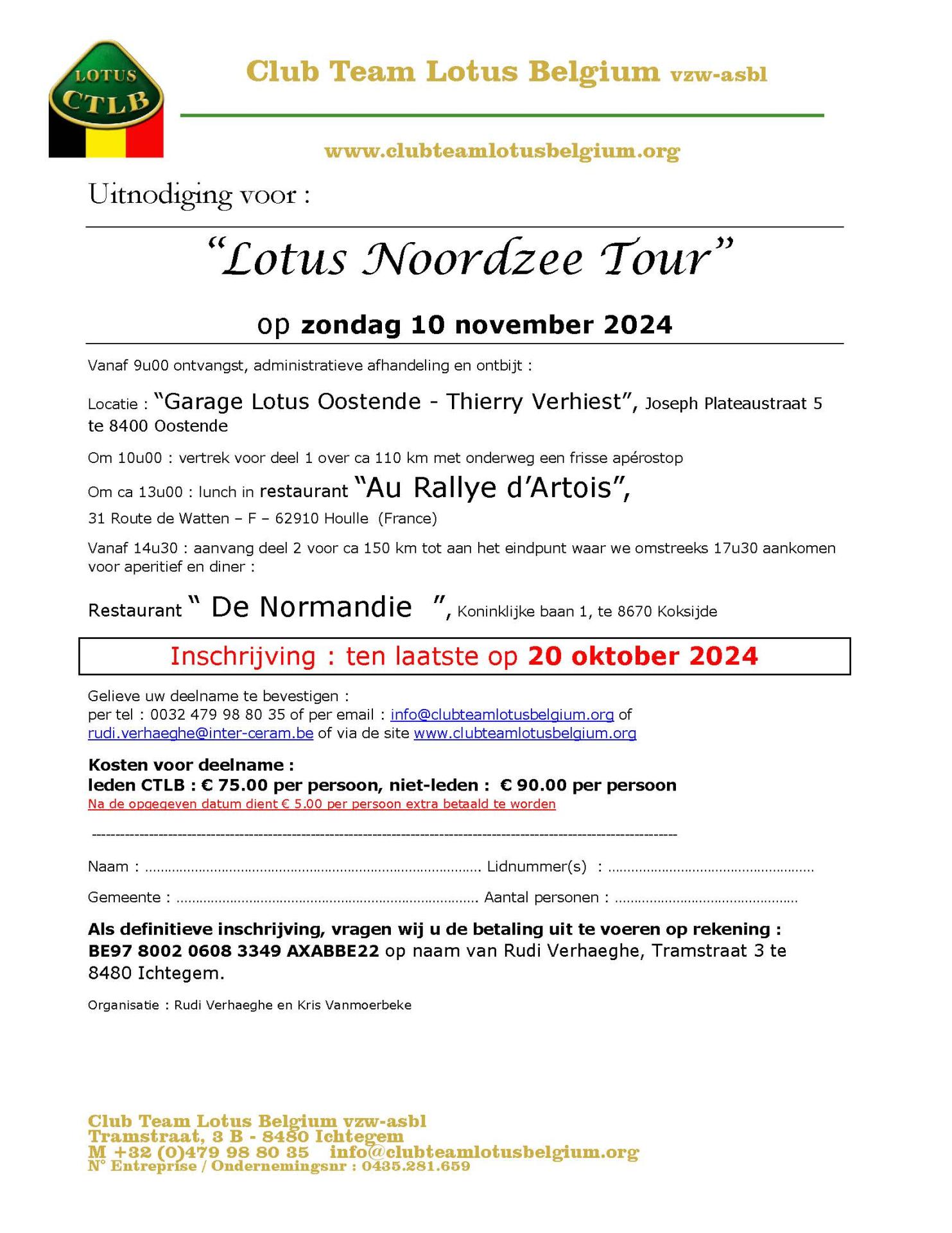 Uitnodiging lotus noordzee tour 2024